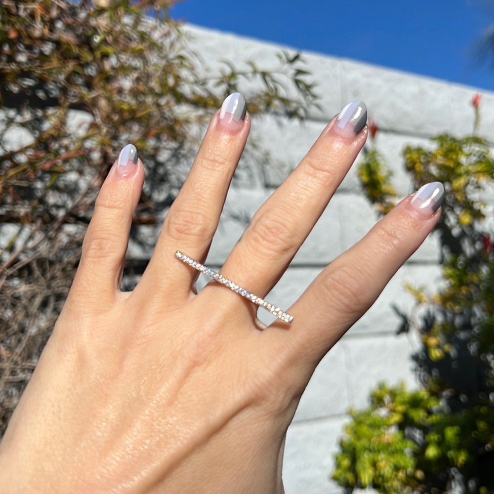 Silver Swarovski Crystal Bar Ring